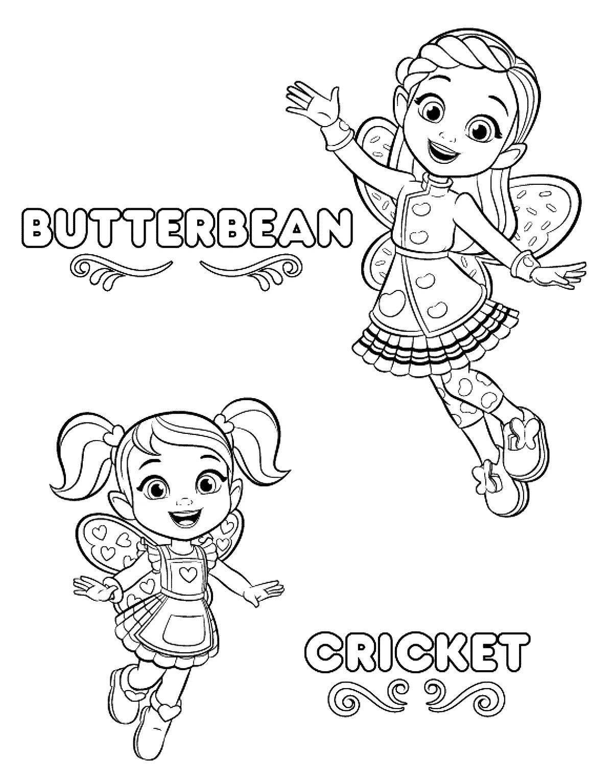 Coloring book glowing cafe butterbean
