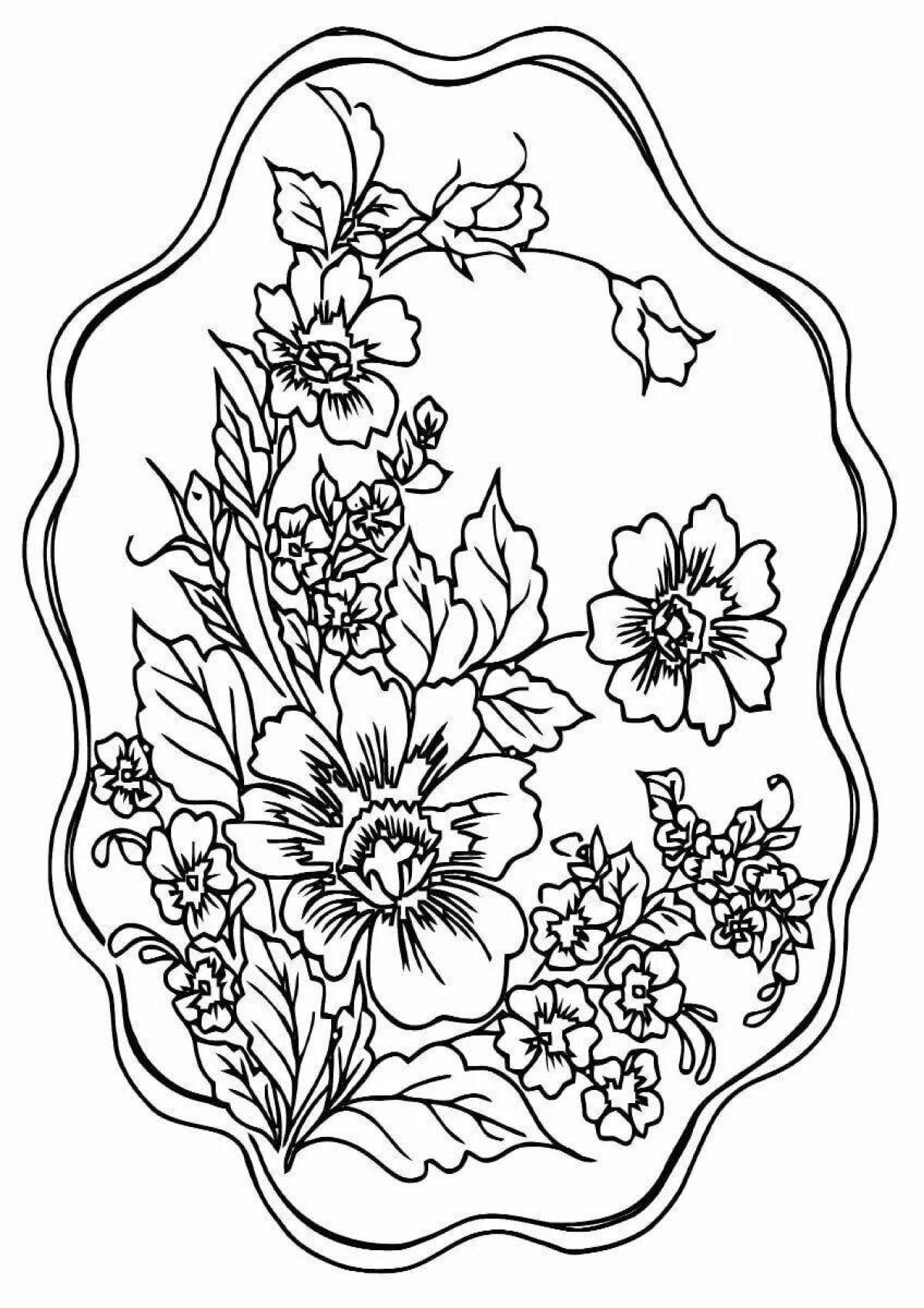 Gorgeous Zhostovo tray coloring book for children