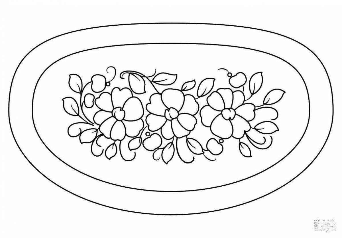 Charming Zhostovo tray coloring for children
