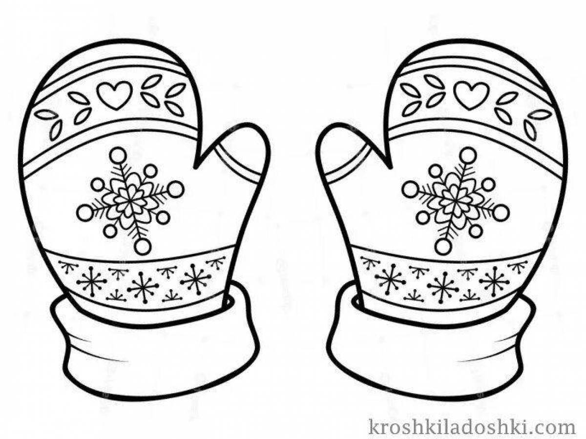 Coloured mittens coloring page for 2-3 year olds