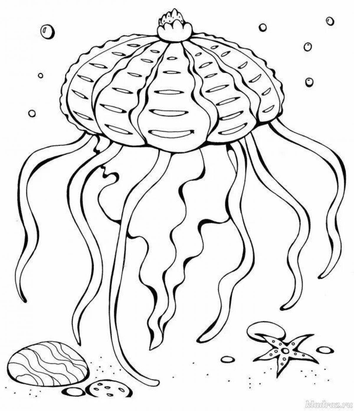 Colorful marine life coloring page for 6-7 year olds