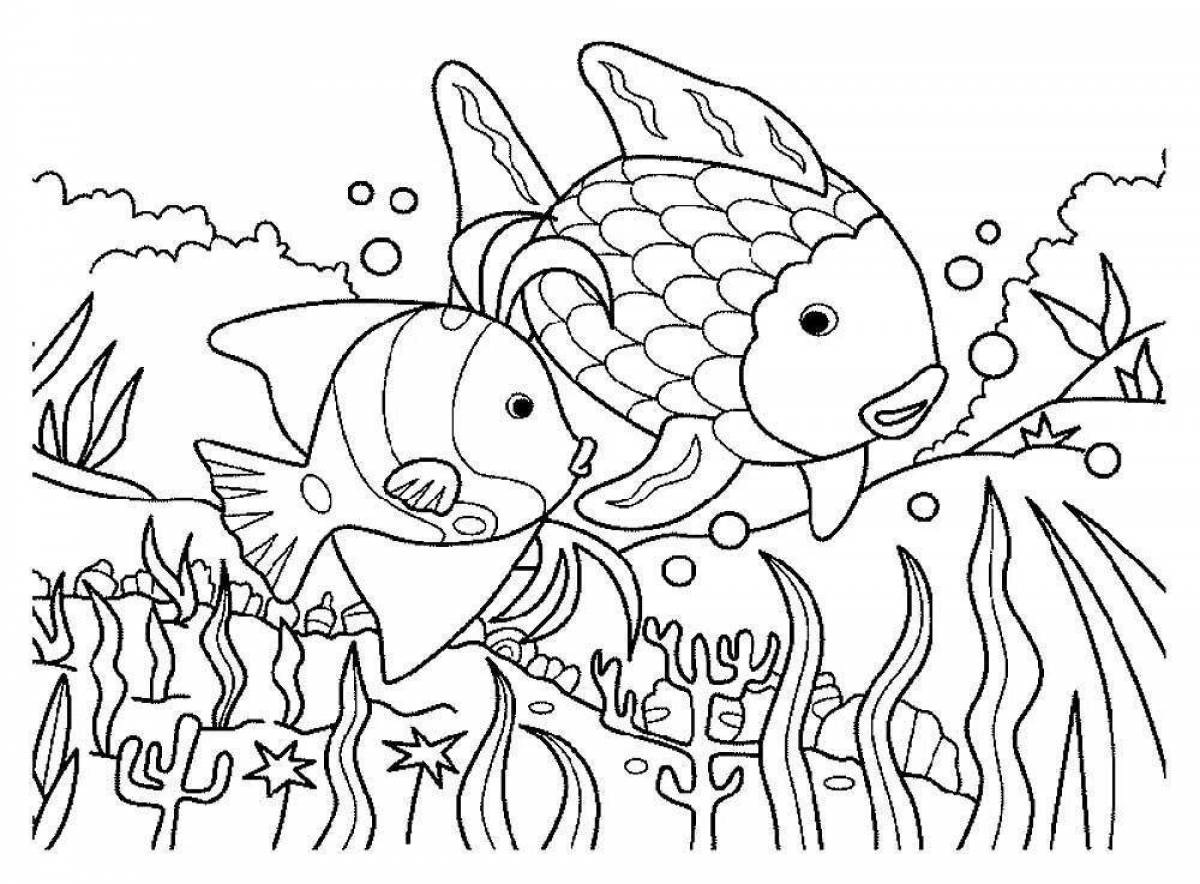 Cute Sea Life Coloring Page for 6-7 year olds
