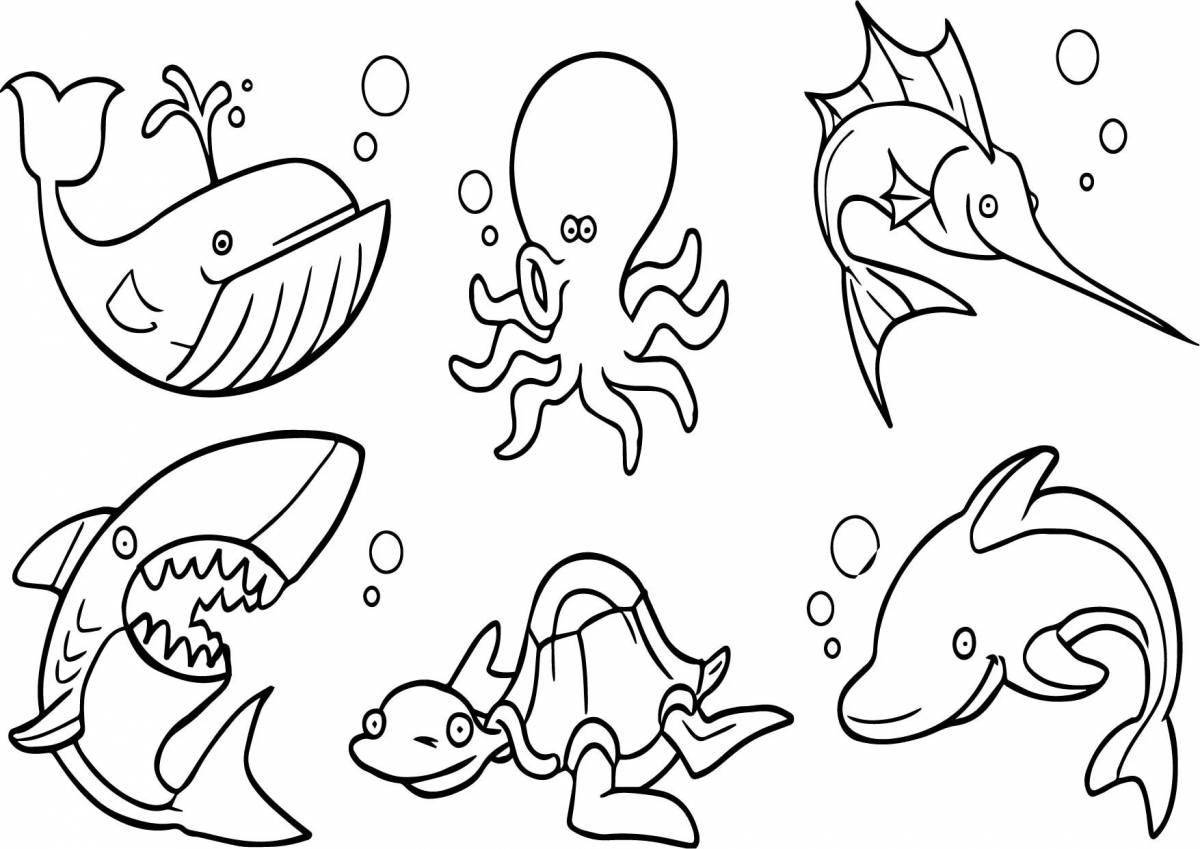 Adorable sea life coloring book for kids 6-7 years old