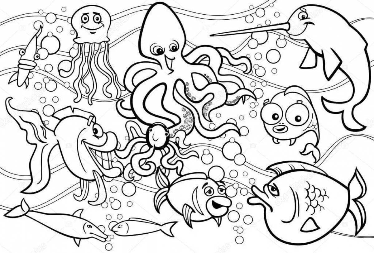 Fabulous marine life coloring book for children 6-7 years old