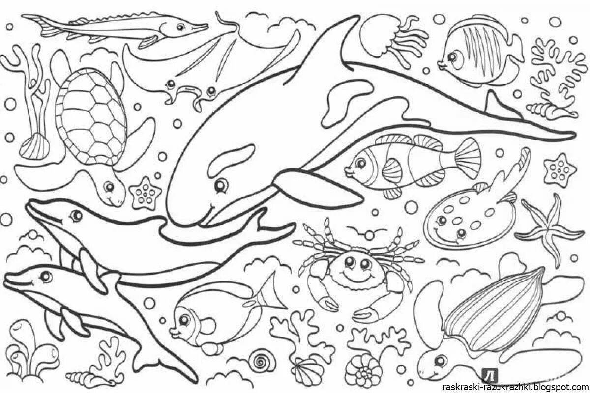 Great marine life coloring book for 6-7 year olds