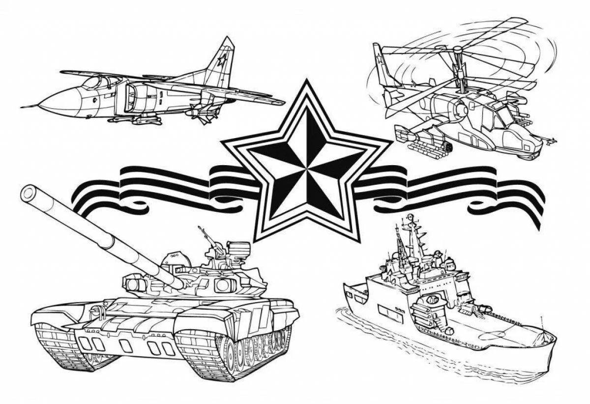 Fascinating military coloring book for kids 6-7 years old