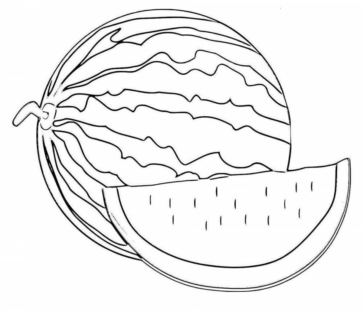 Playful watermelon coloring page