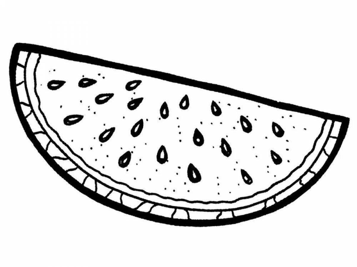 Coloring page watermelon filled with color