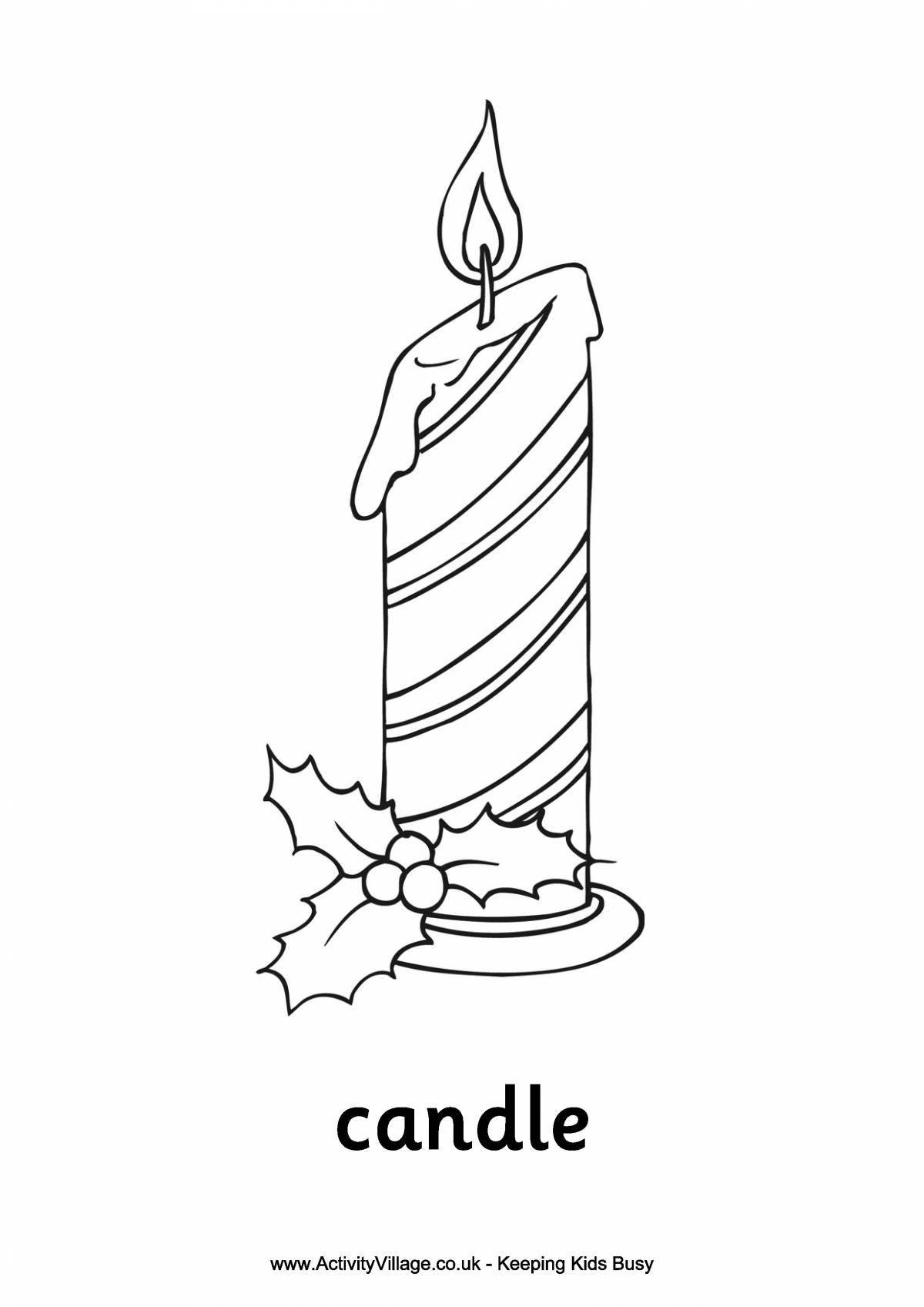 Coloring page shining Christmas candle