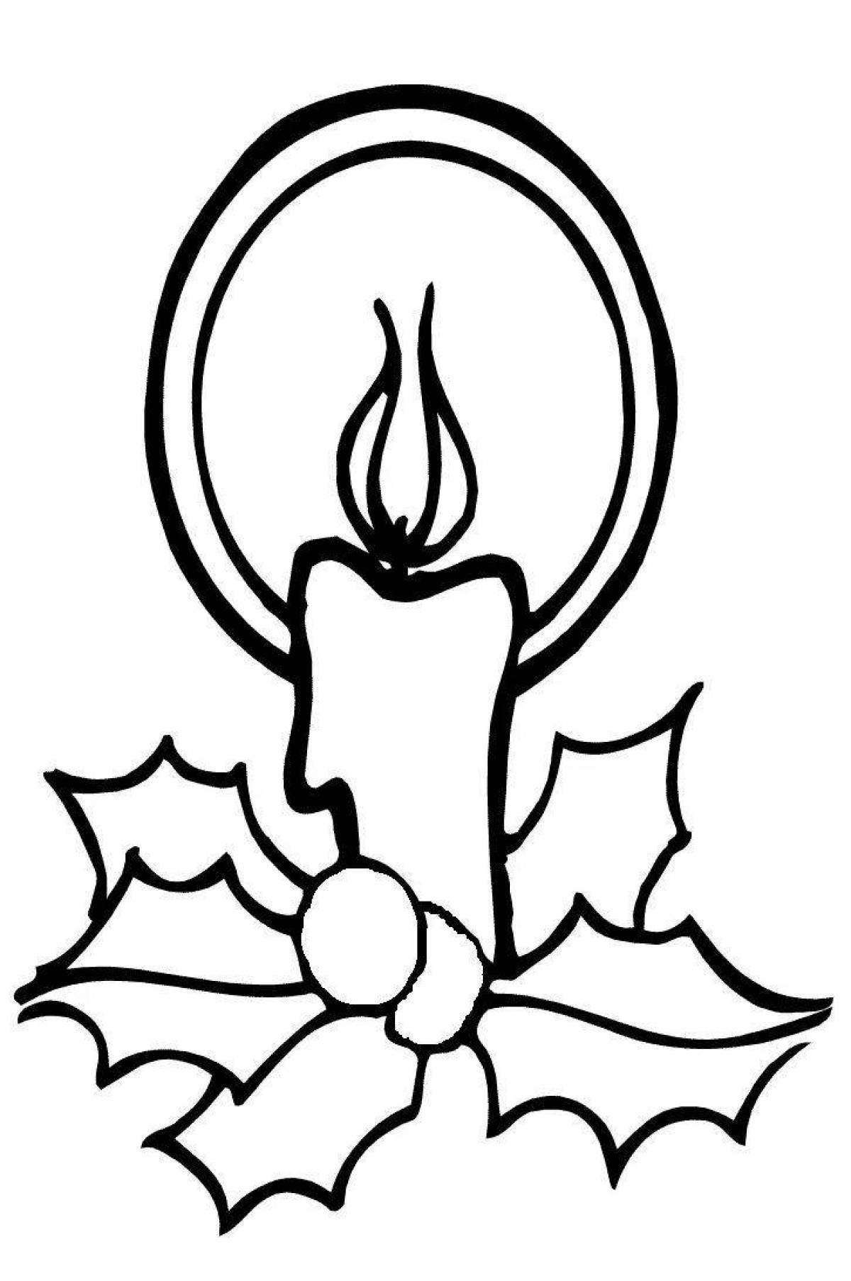 Glowing christmas candle coloring page