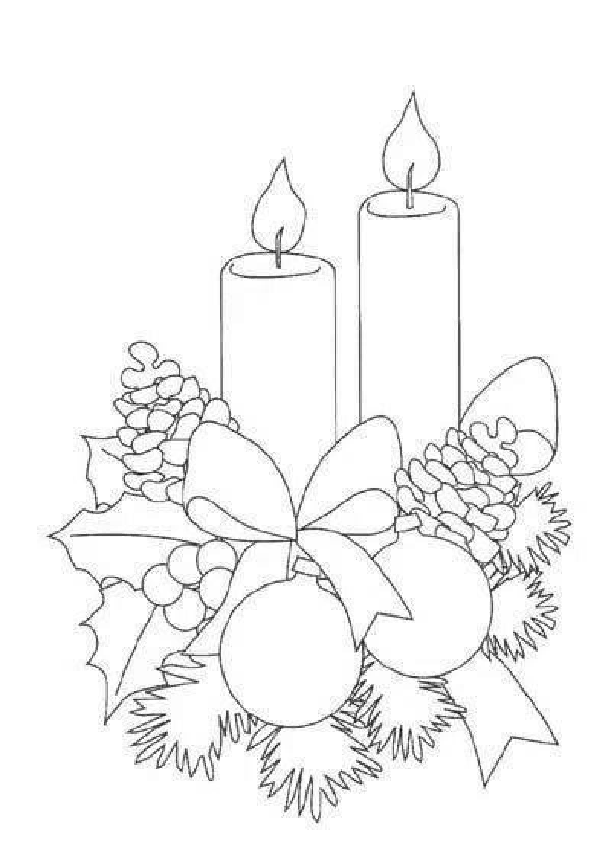 Merry Christmas candle coloring page