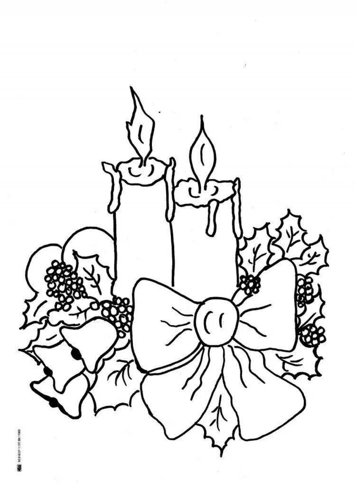 Fine Christmas candle coloring page