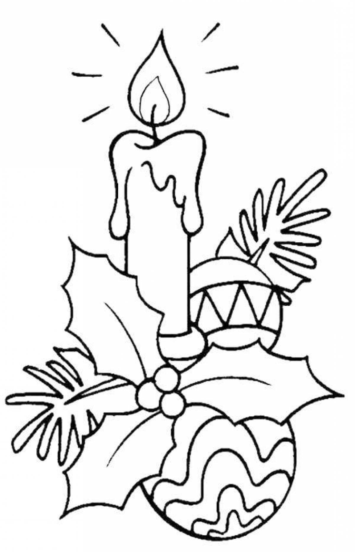 Animated christmas candle coloring page