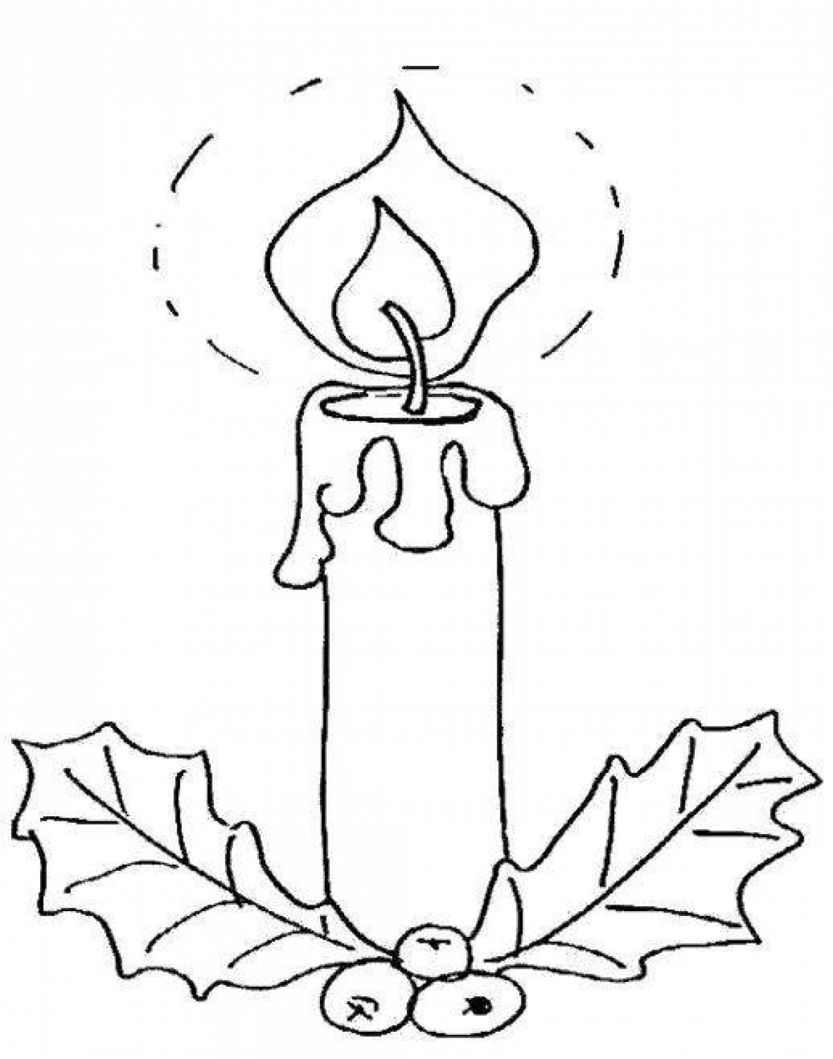 Large Christmas candle coloring page