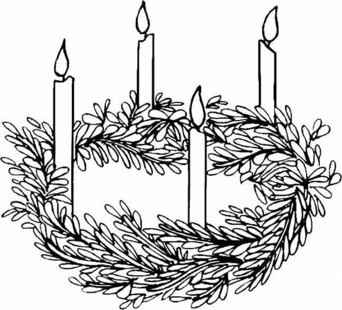 Coloring page decorated christmas candle