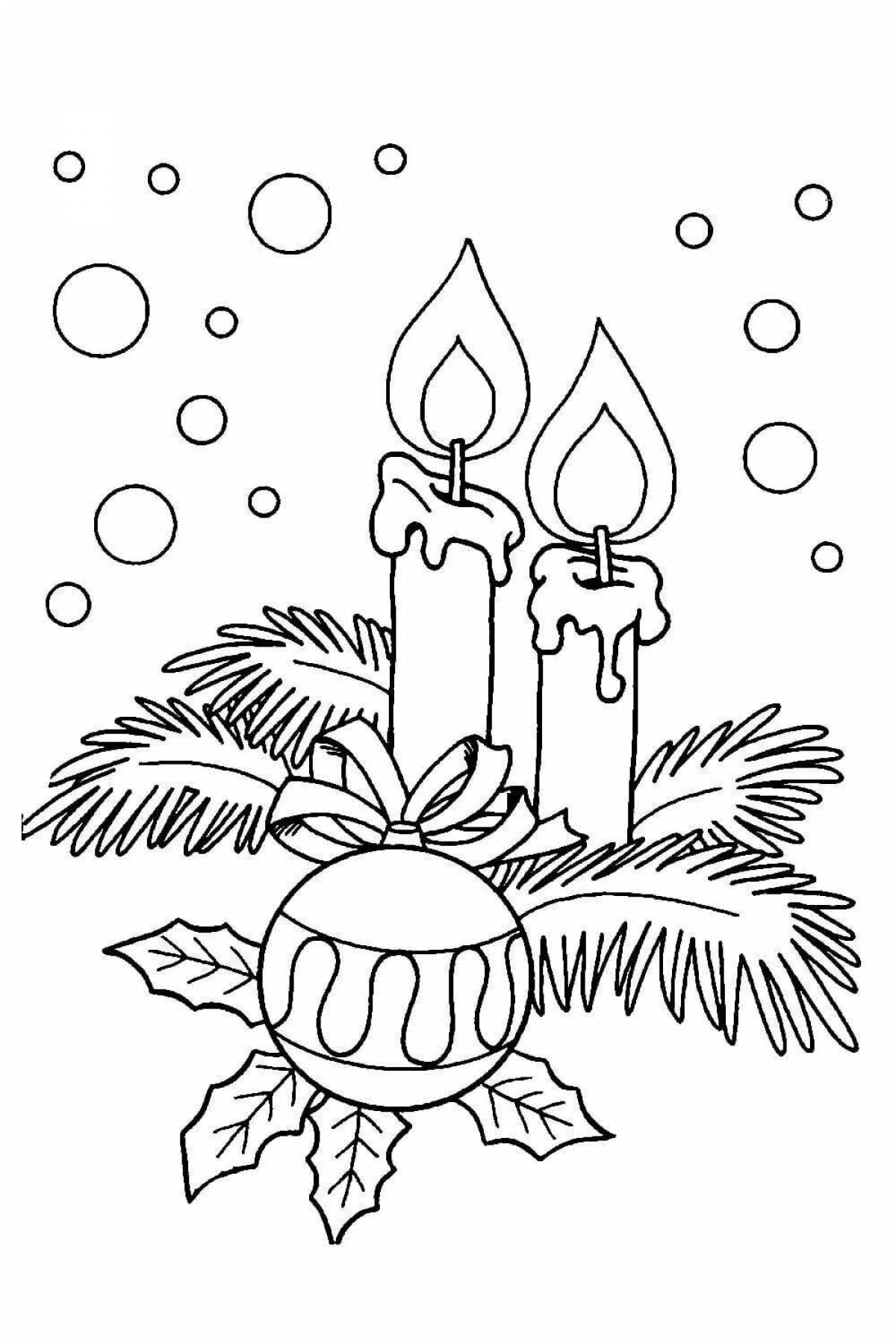 Glitter Christmas candle coloring page