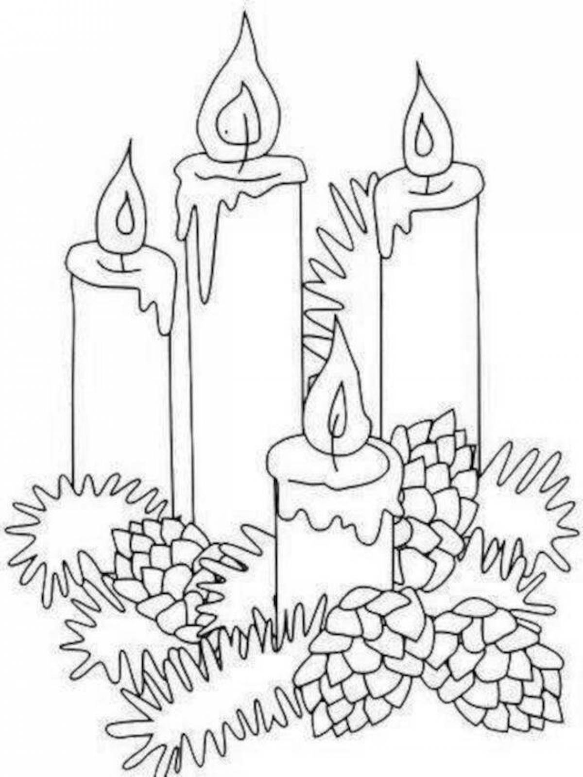 Coloring book exotic Christmas candles