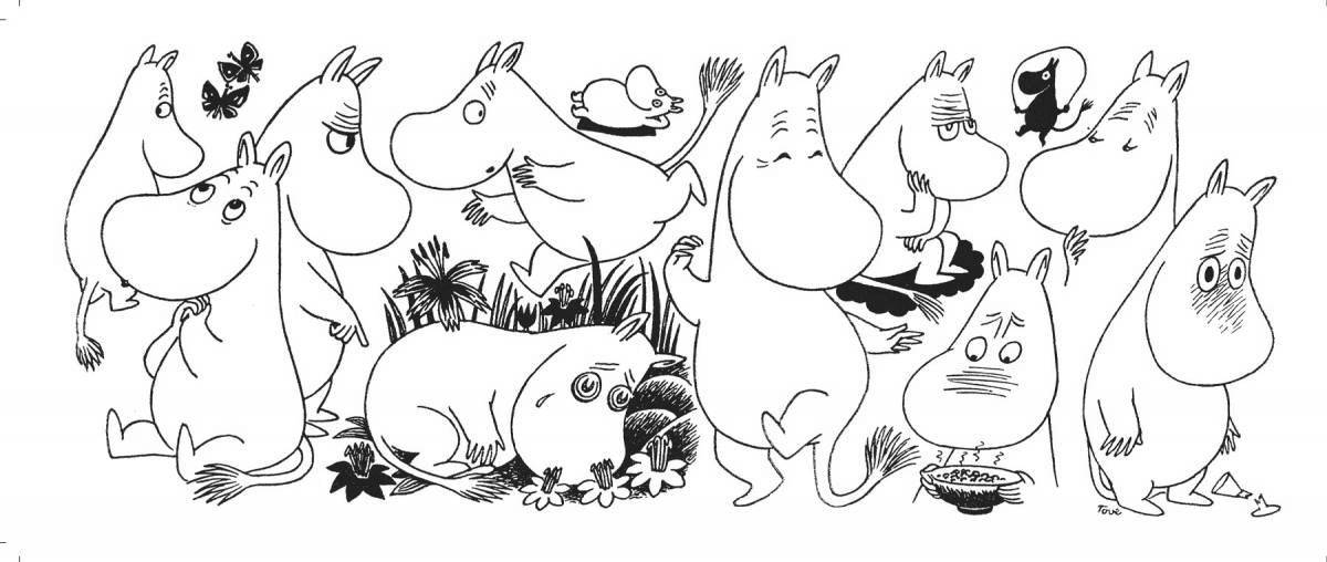 Colourful Moomins coloring book