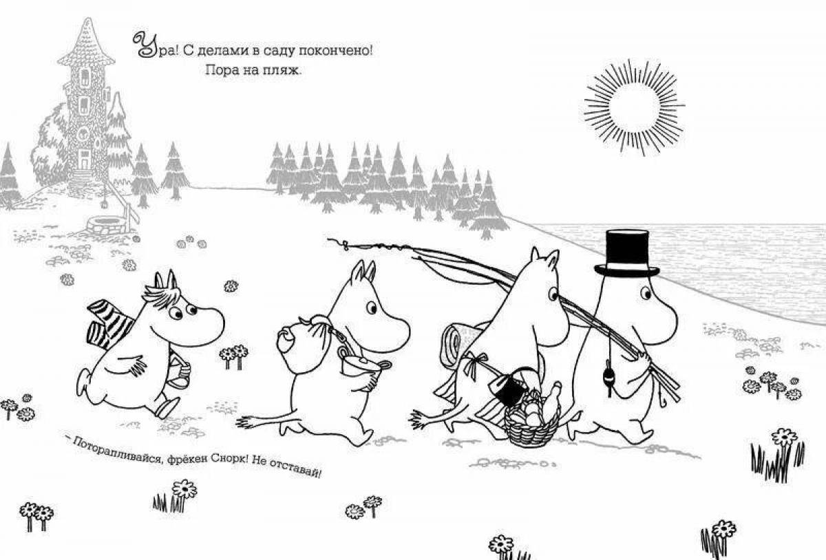 Coloring page happy Moomin trolls