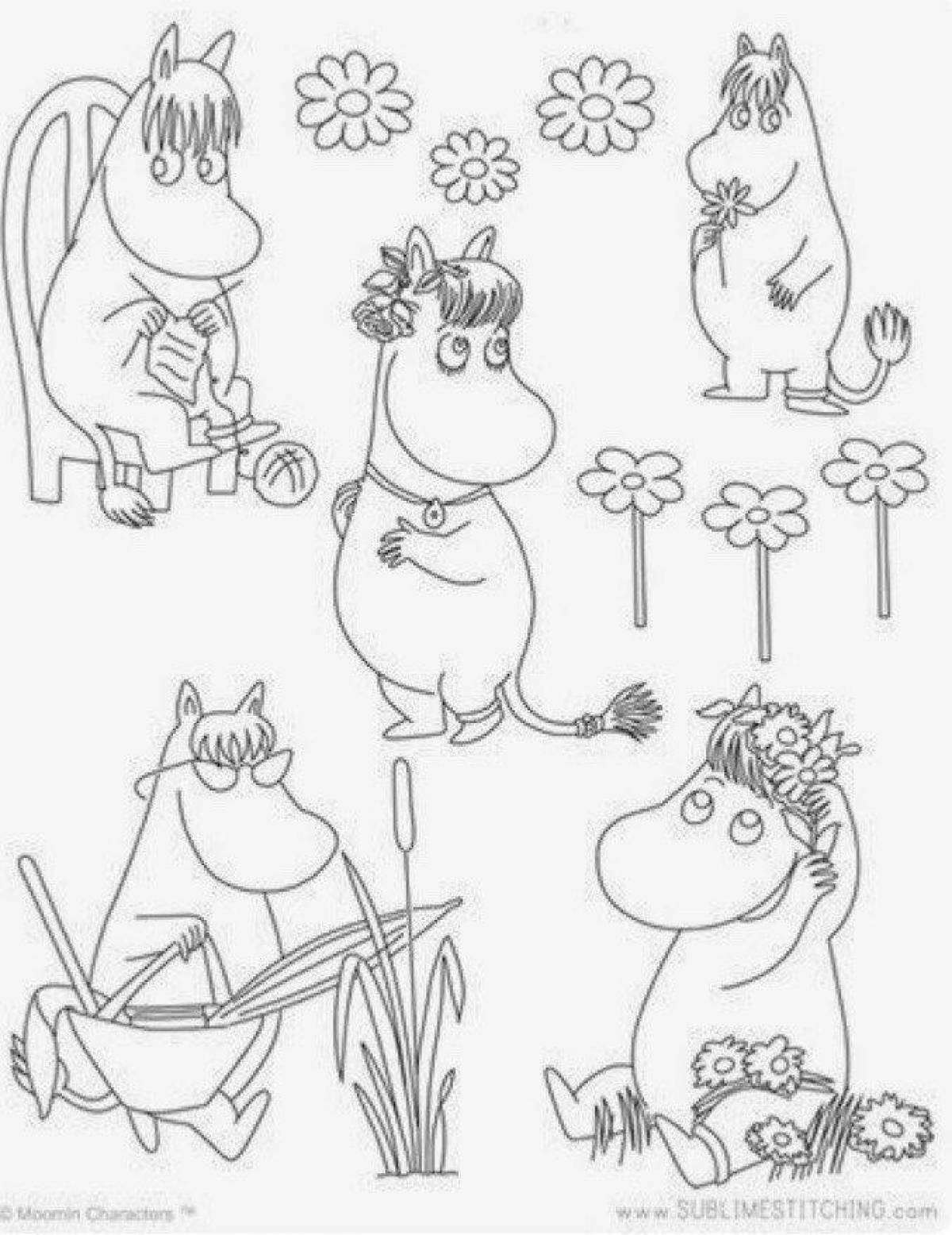 Coloring book playful Moomintroll