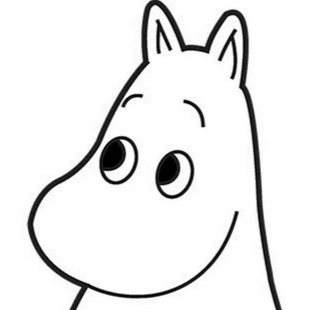 Coloring page Moomin trolls with colored splashes