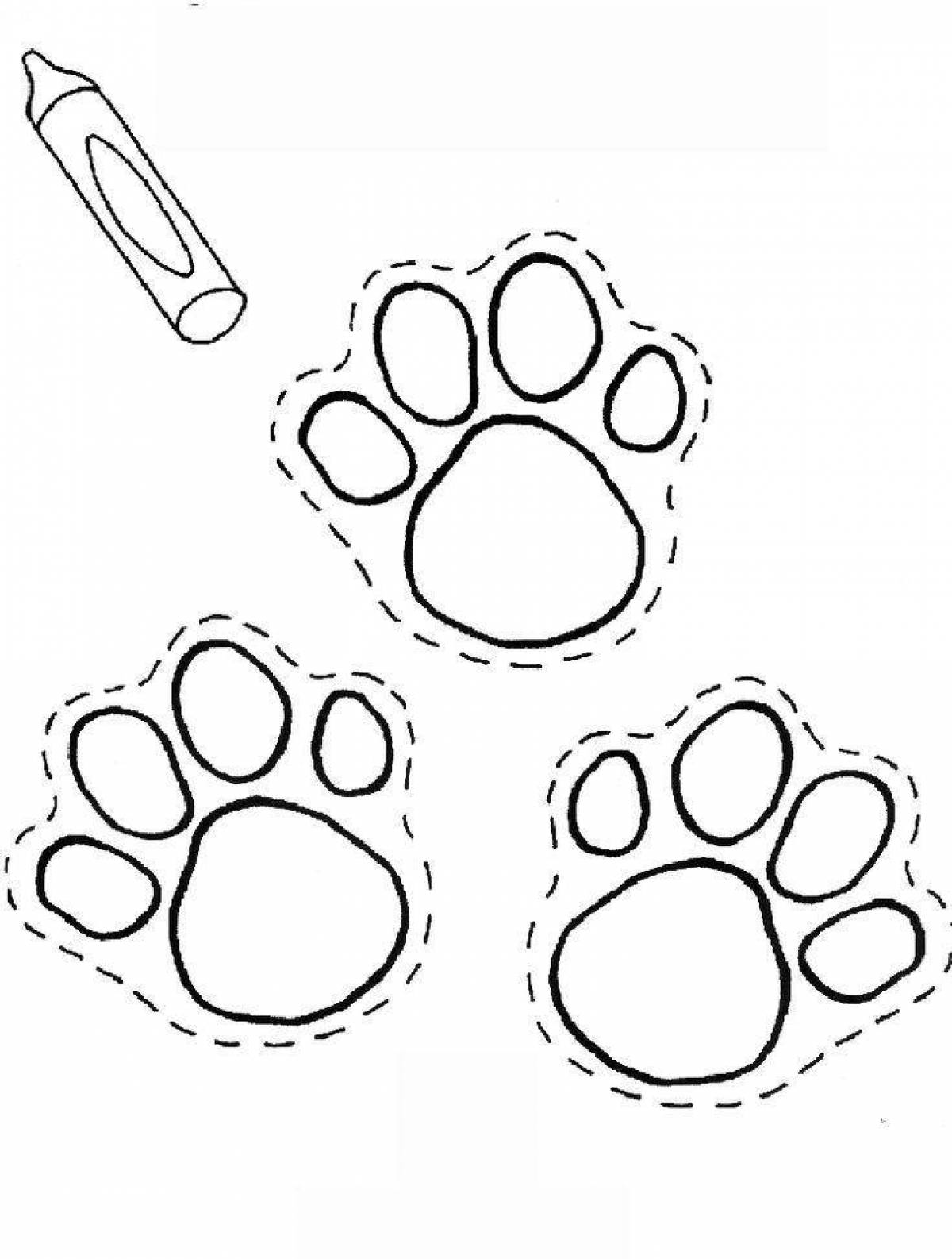 Glittering cat paw coloring page