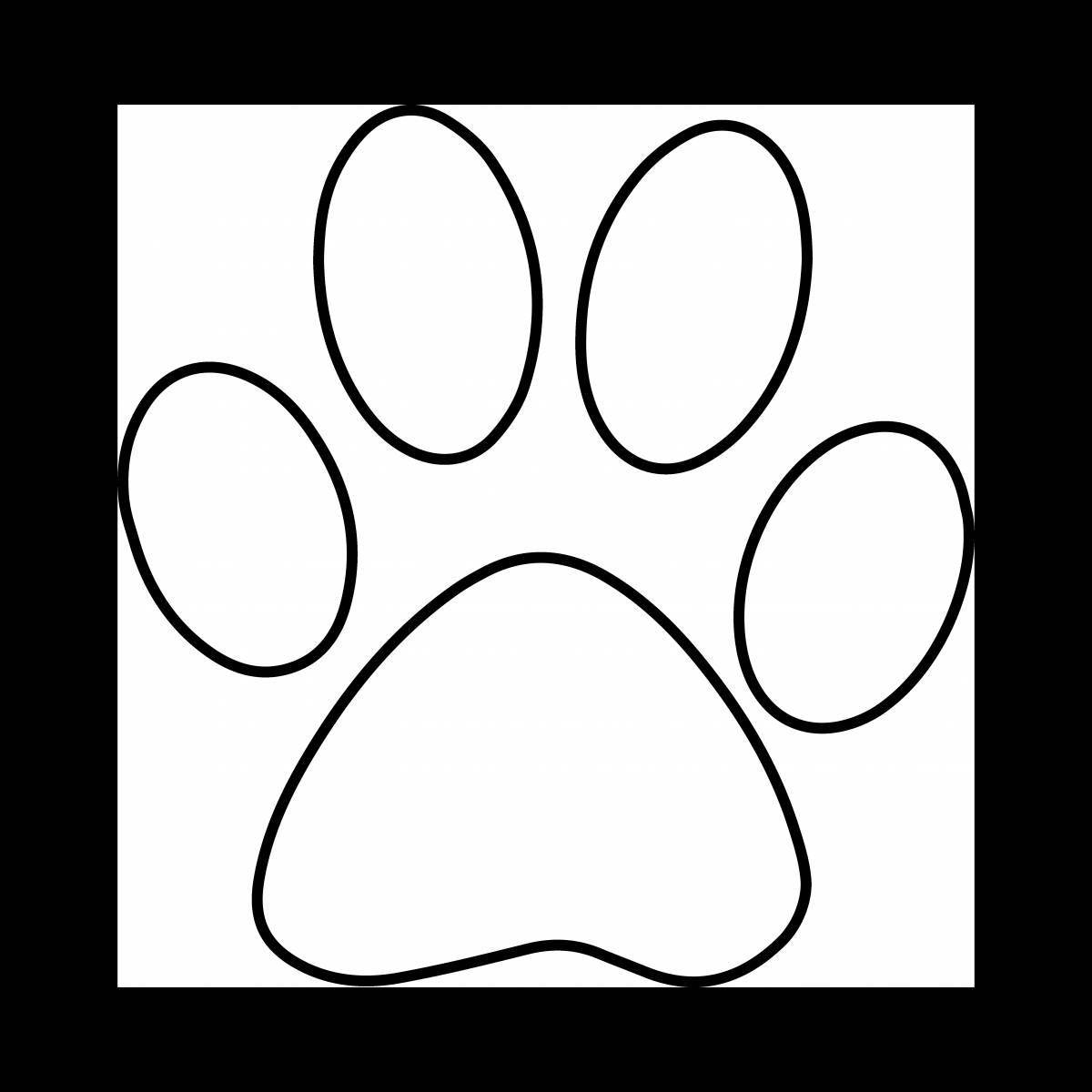 Glitter cat paw coloring page
