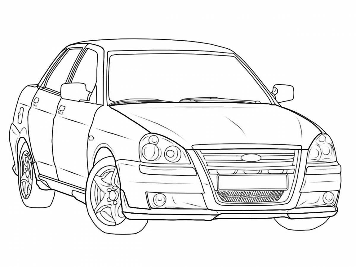 Colorful prior car coloring page