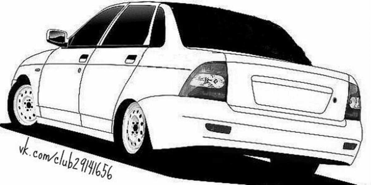 Animated prior car coloring page