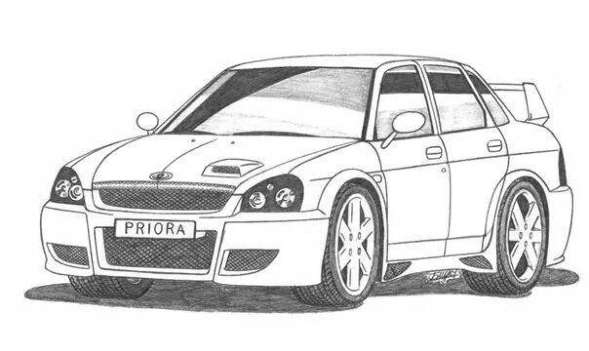 Detailed prior car coloring page
