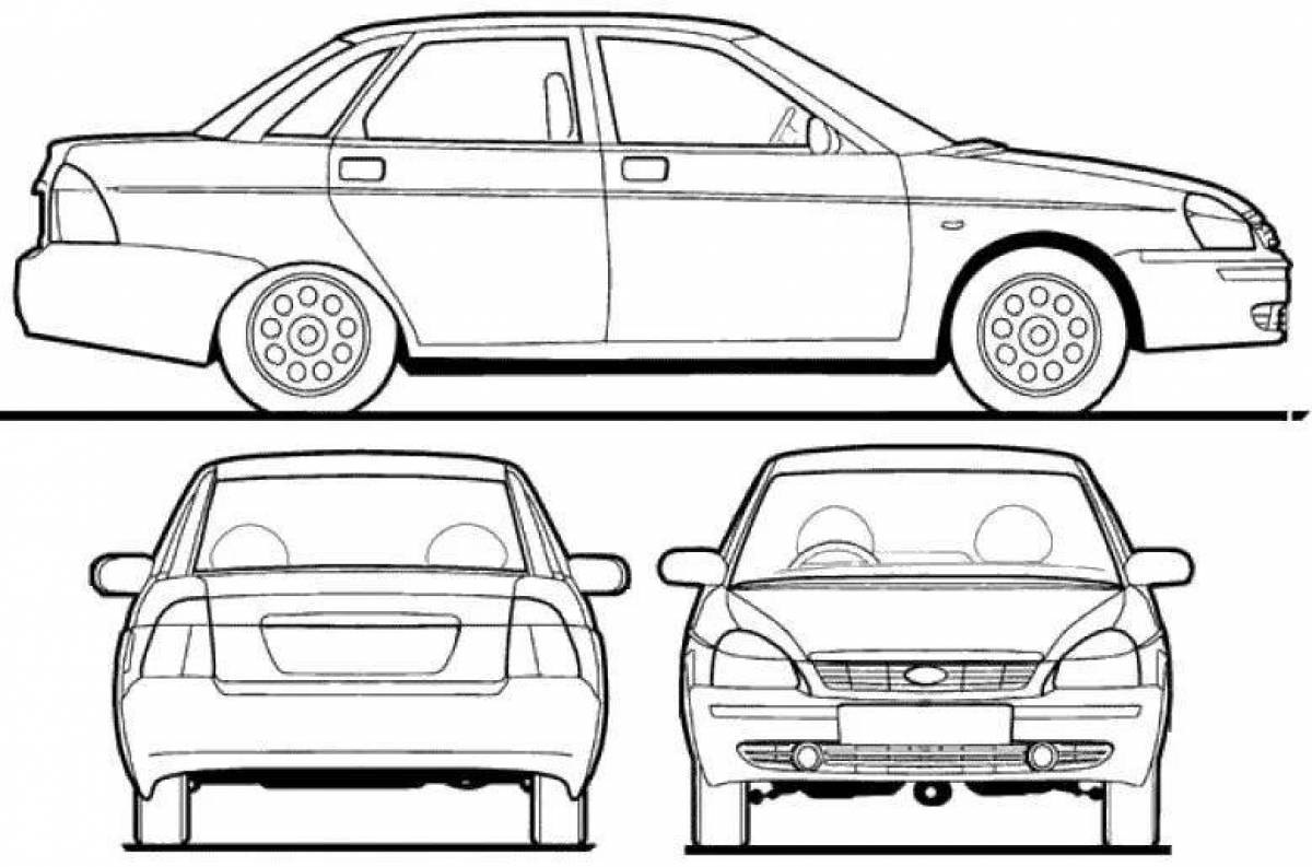 Coloring page stylish car prior
