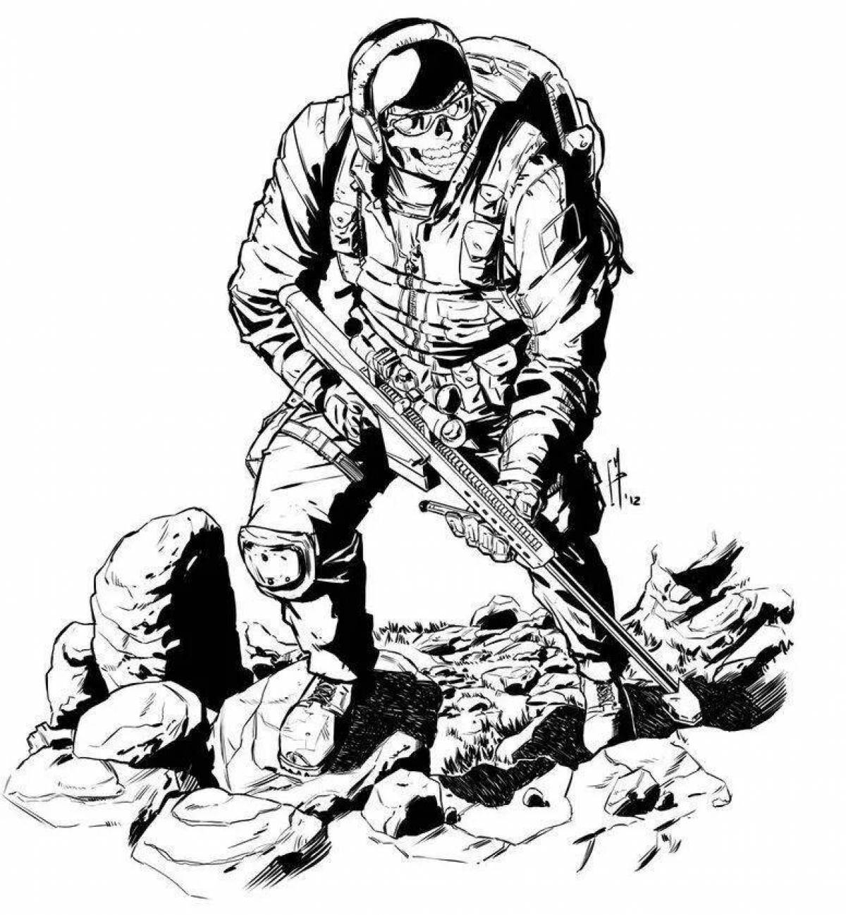 Раскраска солдаты против зомби
