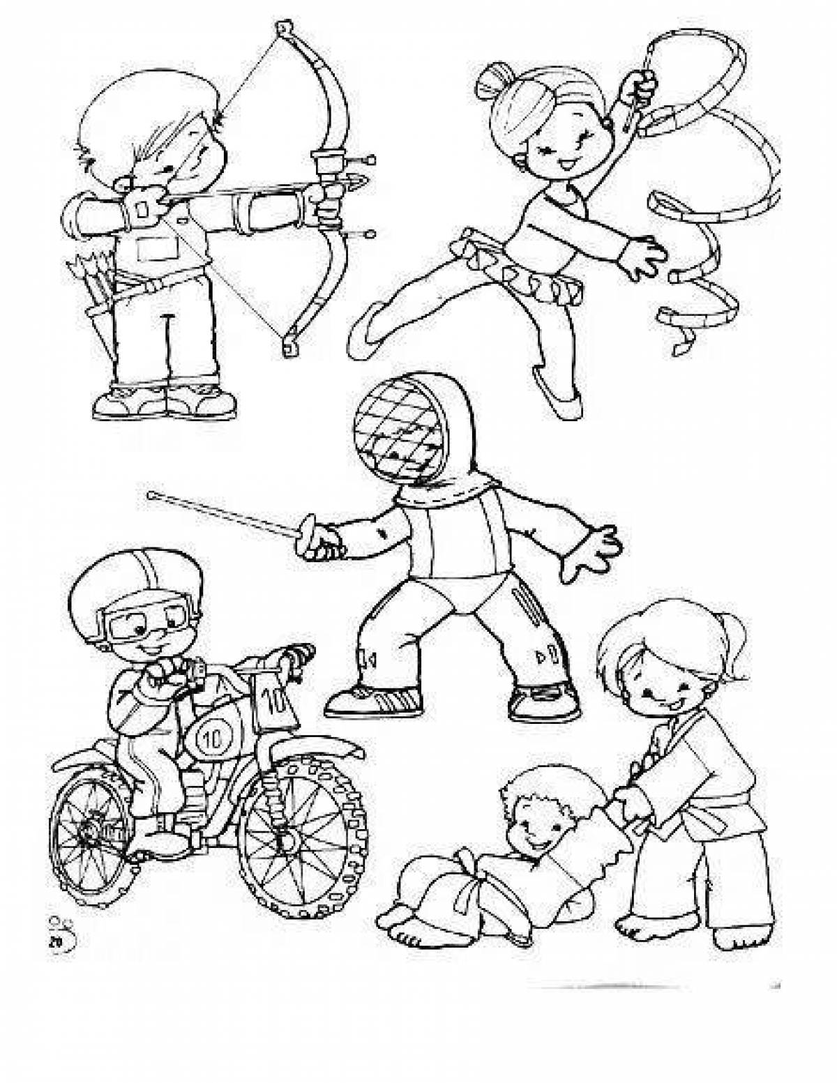 картинки раскраски виды спорта для детей