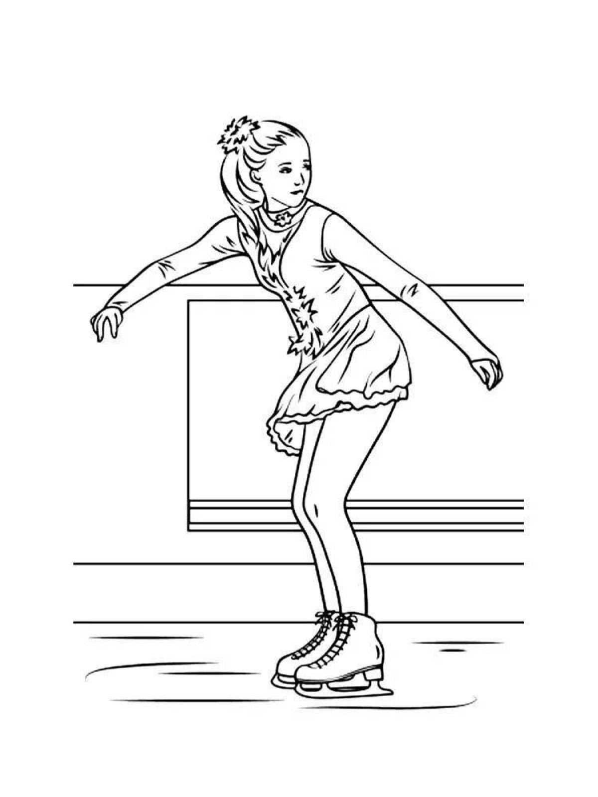 Раскраска девочка на коньках