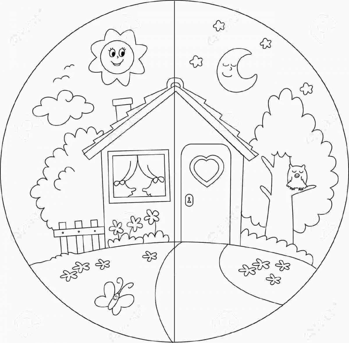 Color-wild coloring page parts of the day