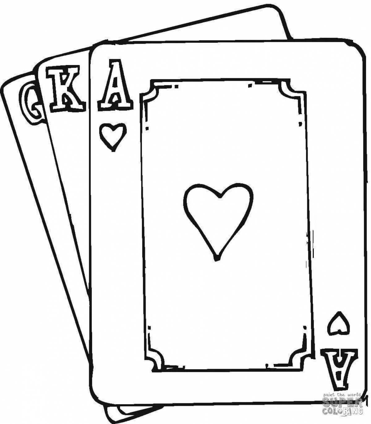 Colorful playing card coloring page