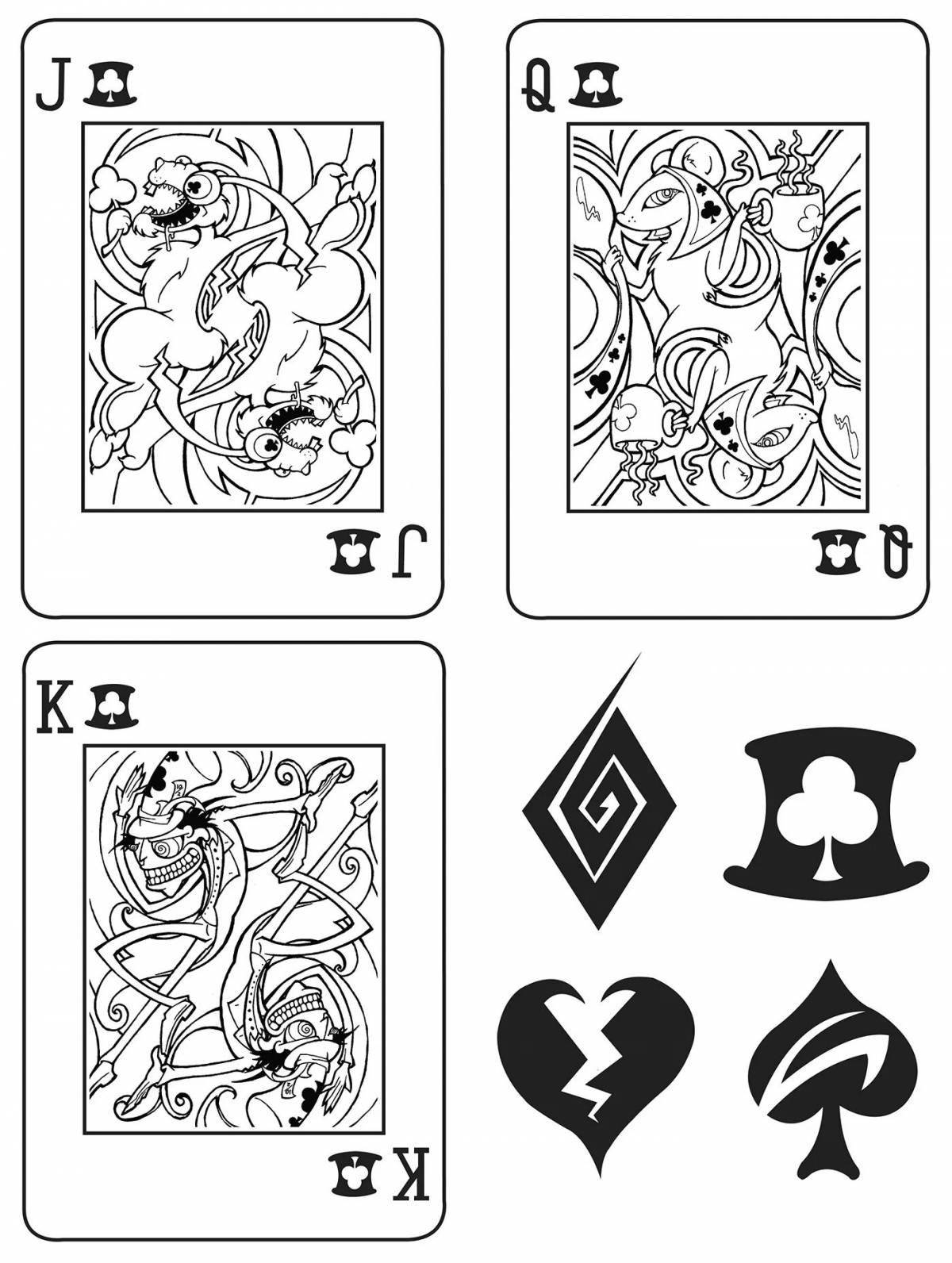 Vibrant playing card coloring page