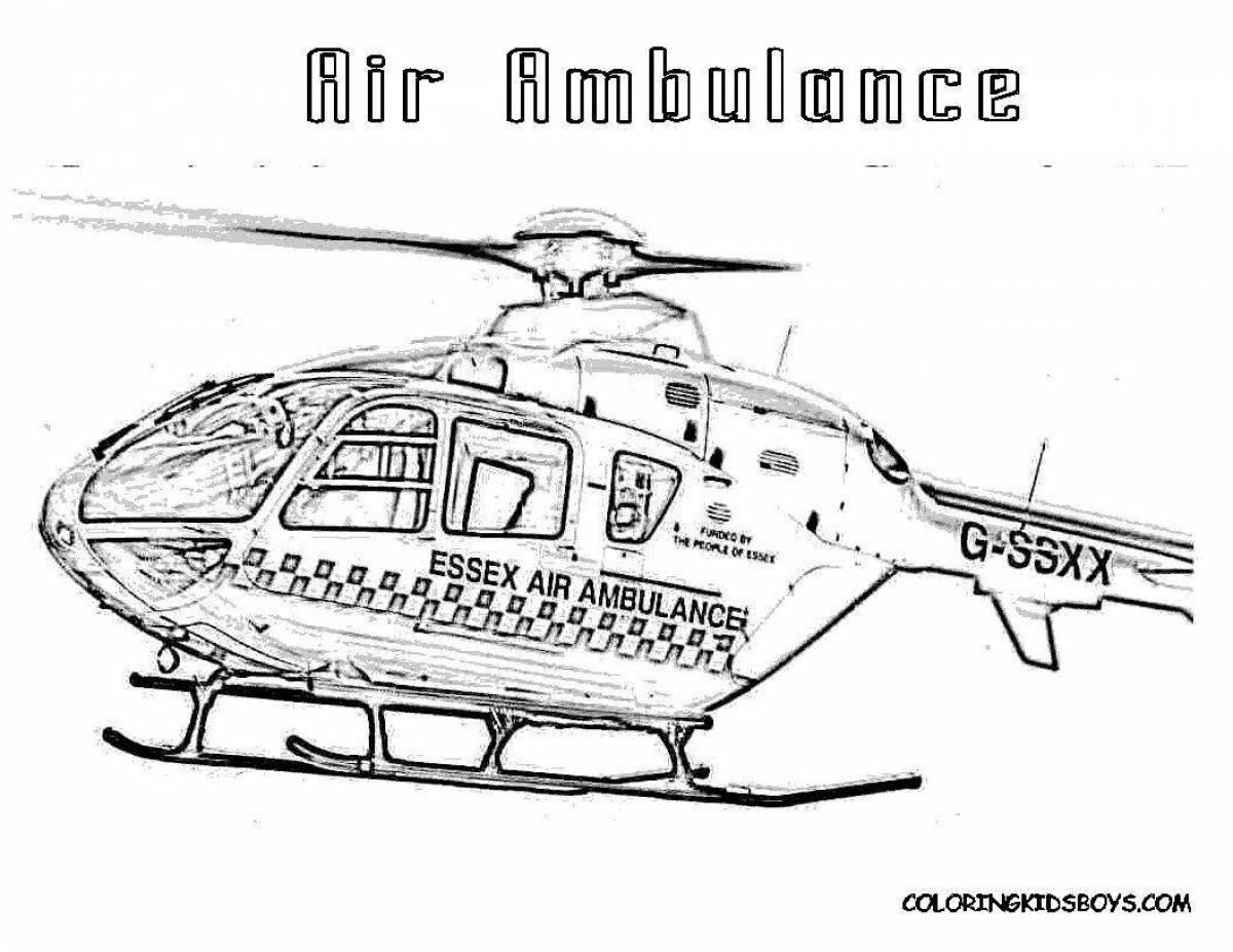Colorful Police Helicopter Coloring Page