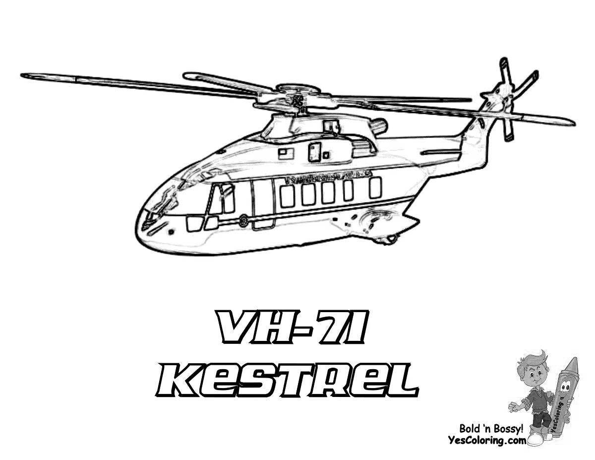 Exquisite police helicopter coloring page