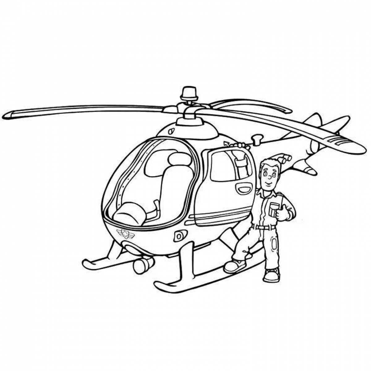 Adorable Police Helicopter Coloring Page
