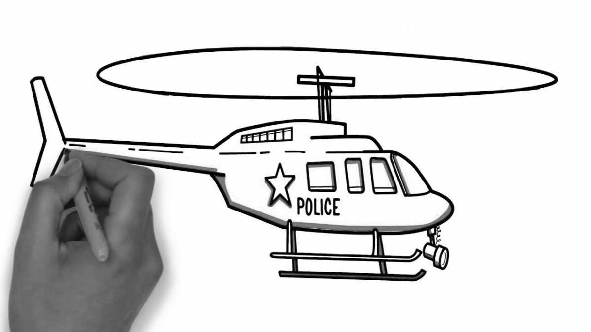 Cute police helicopter coloring page