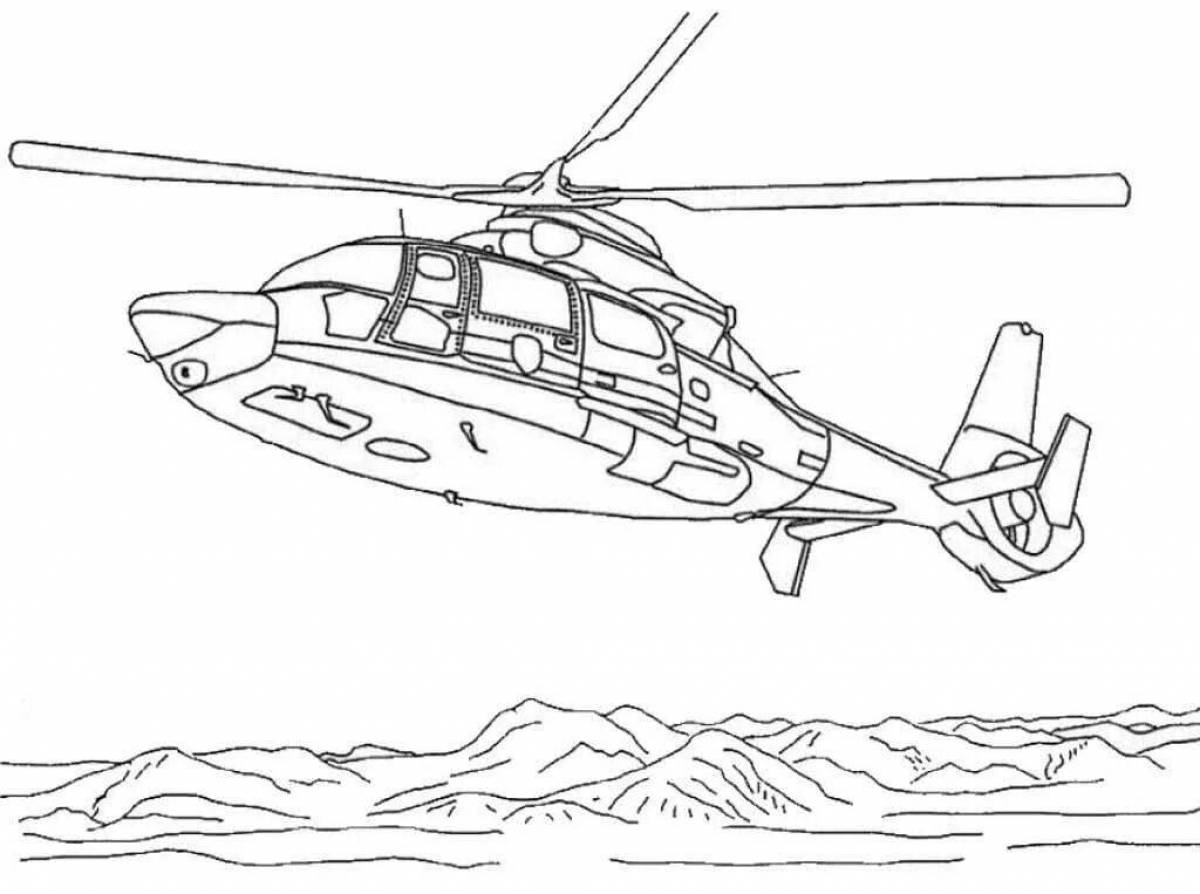 Раскраска завораживающий полицейский вертолет