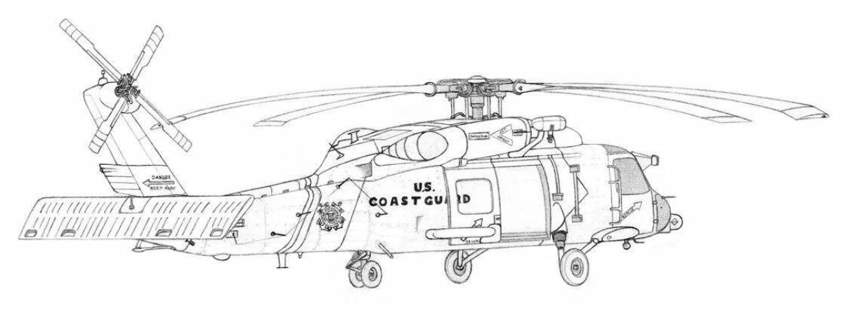 Cute police helicopter coloring book