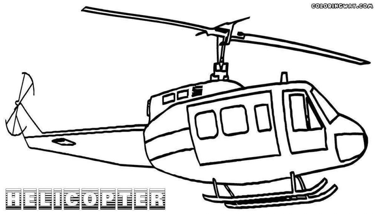 Charming police helicopter coloring book