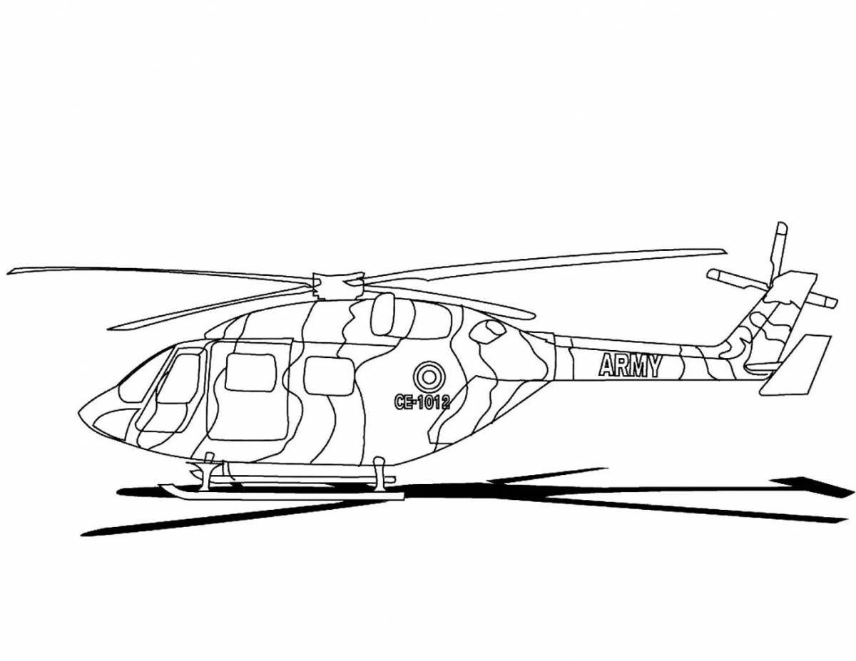 Playful police helicopter coloring page