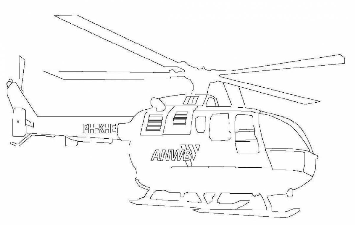 Coloring page funny police helicopter