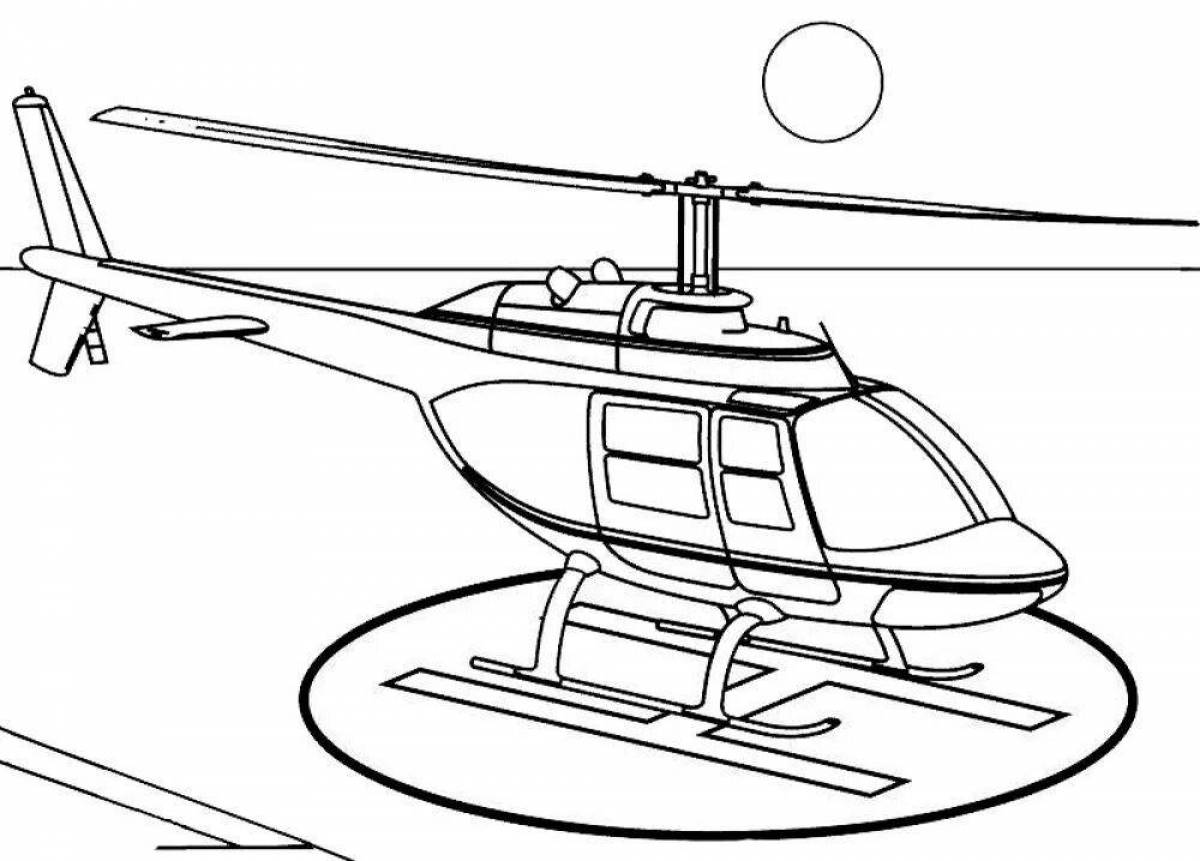 Coloring page joyful police helicopter