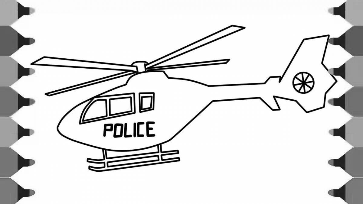 Detailed coloring of police helicopter