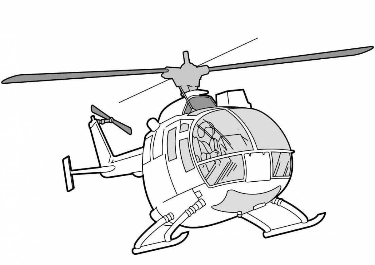 Detailed coloring of the police helicopter