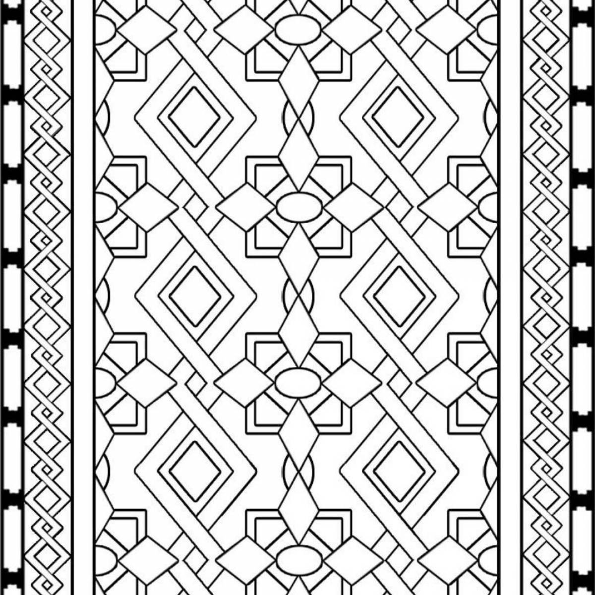 Coloring page exquisite belarusian ornament